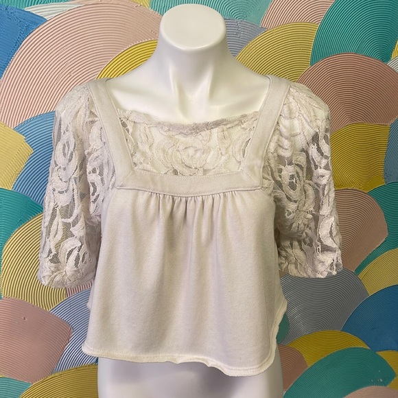 We The Free Tops - We the free Free People lacey soft babydoll crop top size XS
